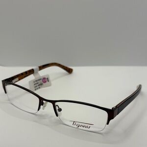 Tigress TGS 108 210 Shiny Brown Eyeglass Frames 53-18-130 NWT glasses